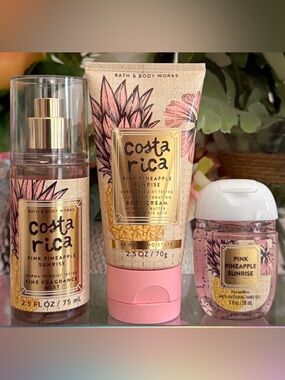 🆕🪷 BATH & BODY WORKS “PINK PINEAPPLE SUNRISE” 3-PIECE TRAVEL SET. BRAND NEW.